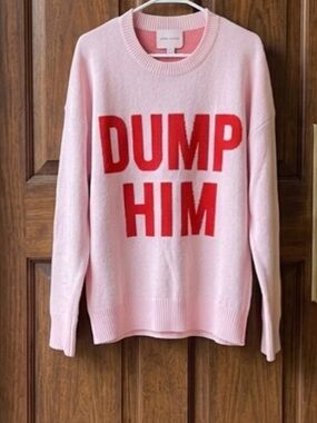 Knox Rose Graphic Soft Pink “Dump Him “Sweater Size Small Oversized